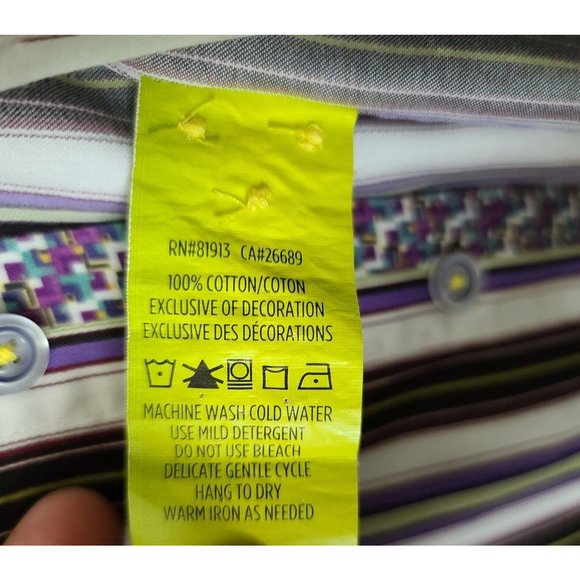 Robert Graham X Collection Multicolor Striped Shirt XL Tailored Fit Flip Cuffs - Picture 10 of 11